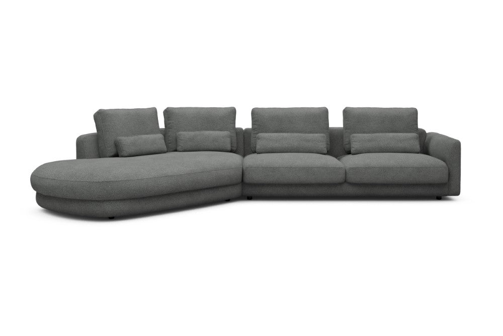 Vivole Modular Sofa - A3 - 393 x 167 cm - 45 deg Open-end + 3 Seater - 533 Bouclé Ash Grey