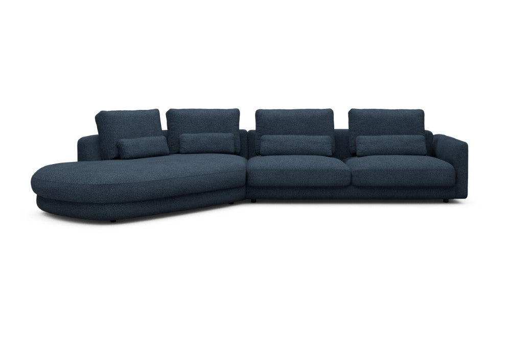Vivole Modular Sofa - A3 - 393 x 167 cm - 45 deg Open-end + 3 Seater - 537 Bouclé Blue