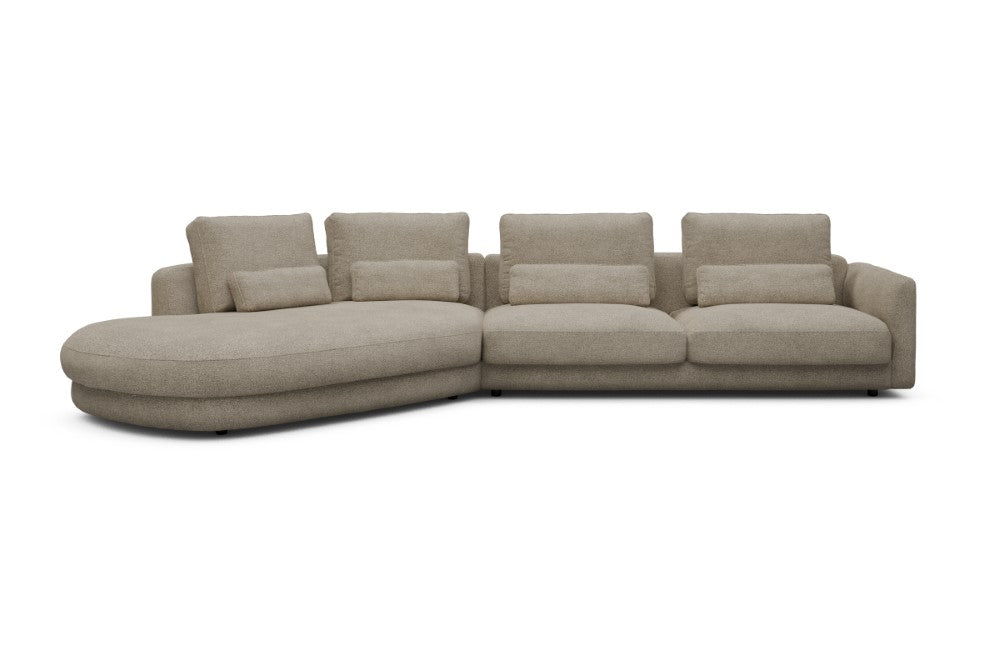 Vivole Modular Sofa - A3 - 393 x 167 cm - 45 deg Open-end + 3 Seater - 539 Bouclé Beige