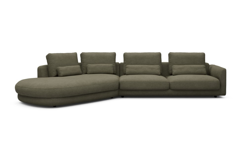 Vivole Modular Sofa - A3 - 393 x 167 cm - 45 deg Open-end + 3 Seater - 575 Vivus Dusty Olive