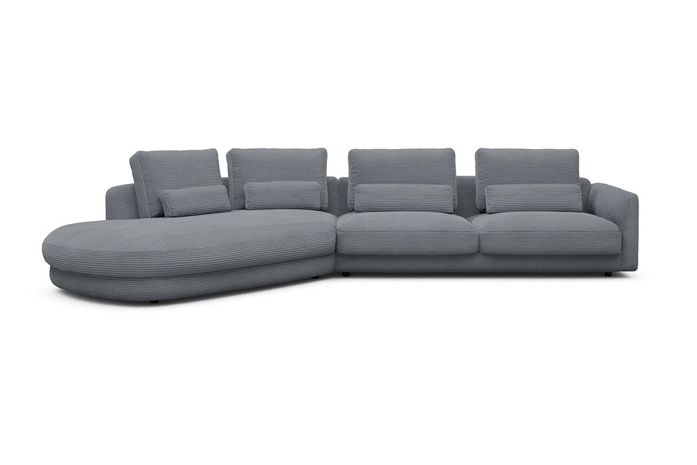 Vivole Modular Sofa - A3 - 393 x 167 cm - 45 deg Open-end + 3 Seater - 592 Corduroy Silvermist