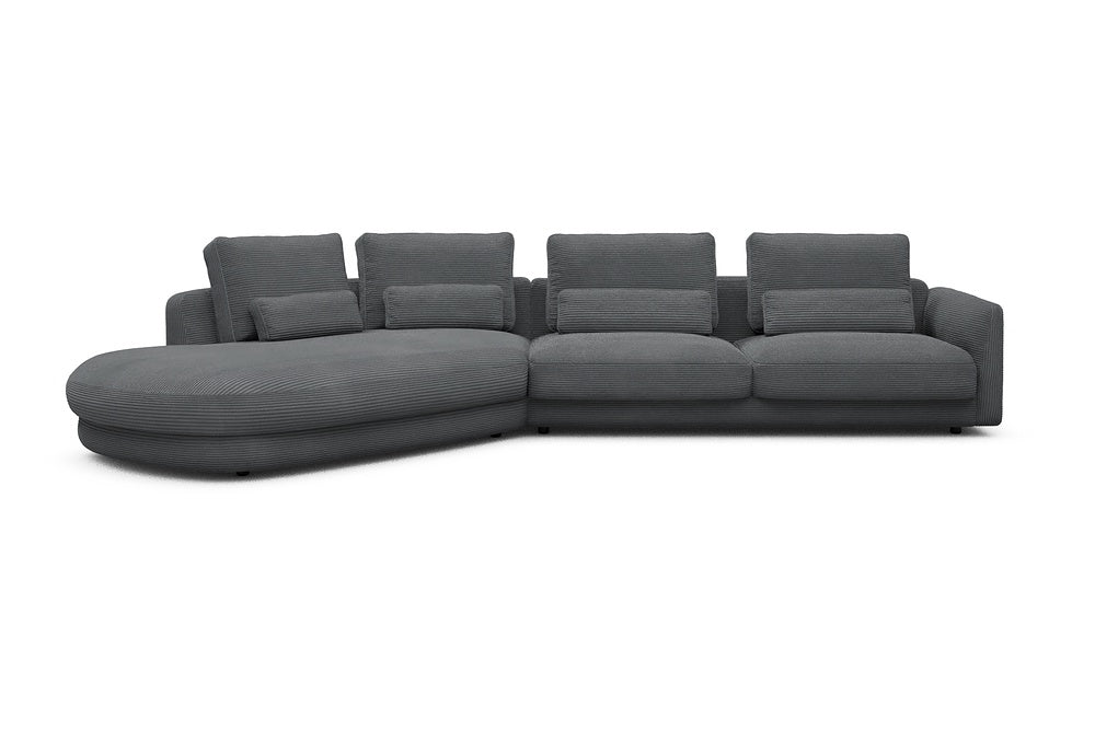 Vivole Modular Sofa - A3 - 393 x 167 cm - 45 deg Open-end + 3 Seater - 593 Corduroy Graphite