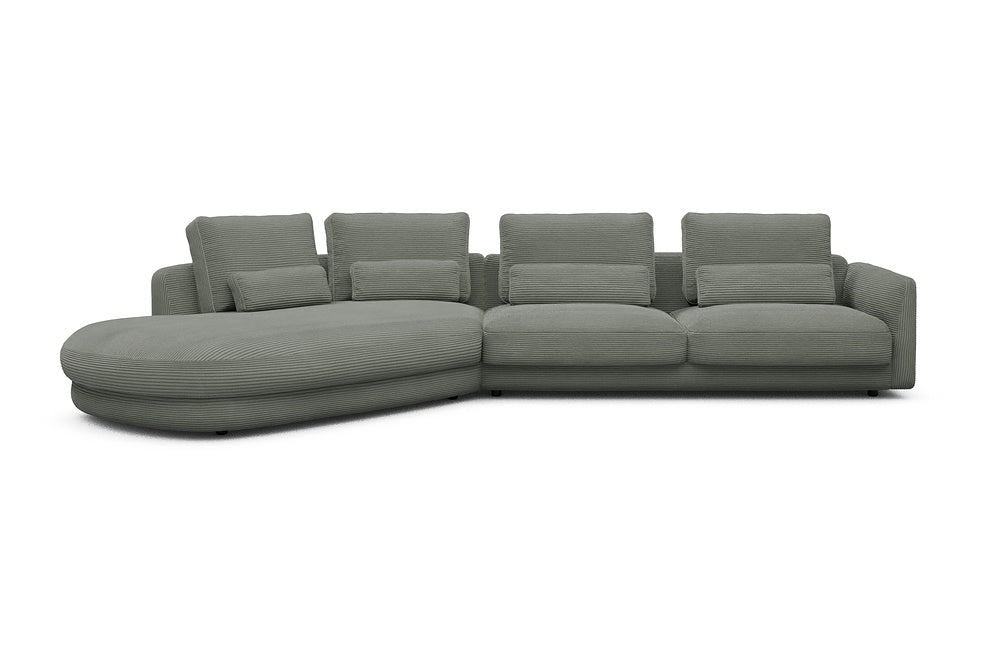 Vivole Modular Sofa - A3 - 393 x 167 cm - 45 deg Open-end + 3 Seater - 598 Corduroy Sage