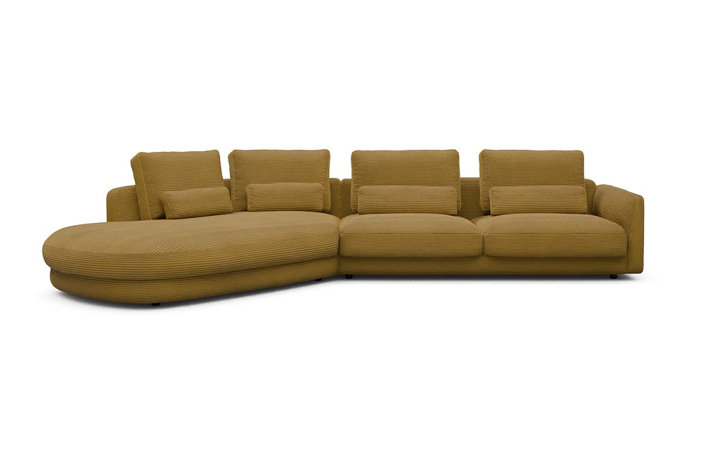 Vivole Modular Sofa - A3 - 393 x 167 cm - 45 deg Open-end + 3 Seater - 601 Corduroy Ochre