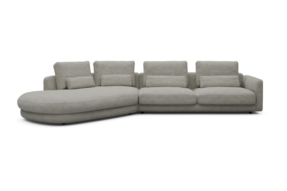 Vivole Modular Sofa - A3 - 393 x 167 cm - 45 deg Open-end + 3 Seater - 773 Carreno Moon Stone White