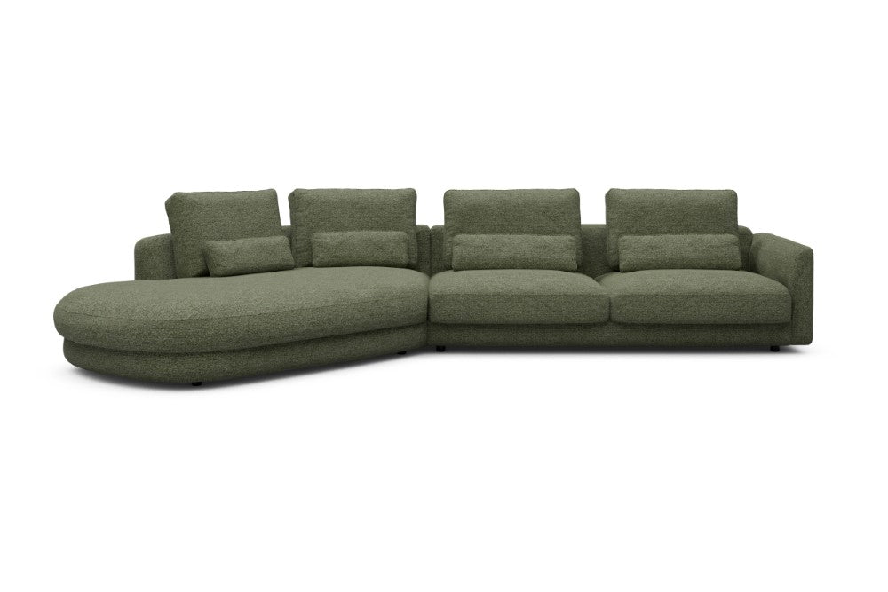 Vivole Modular Sofa - A3 - 393 x 167 cm - 45 deg Open-end + 3 Seater - 775 Carreno Vivid Green