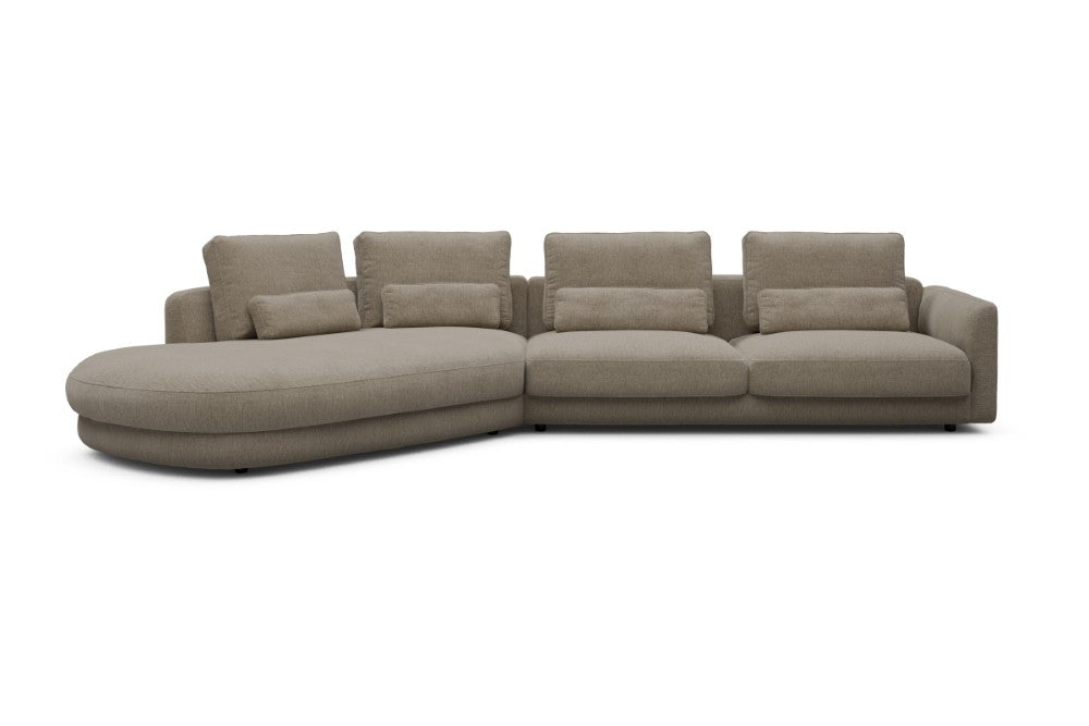Vivole Modular Sofa - A3 - 393 x 167 cm - 45 deg Open-end + 3 Seater - 810 Smooth Smooth Beige