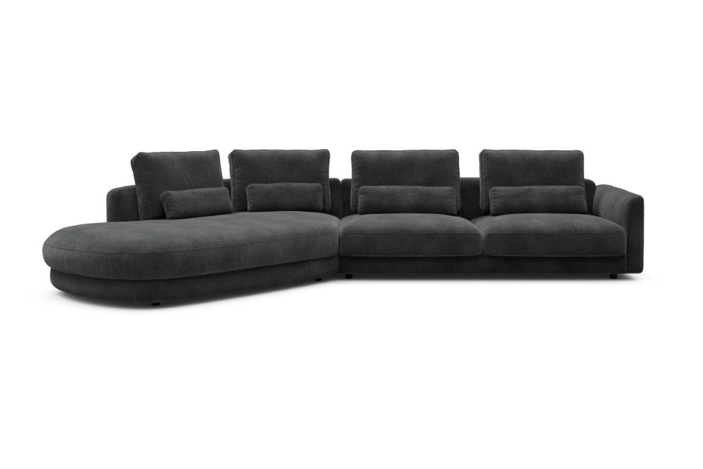 Vivole Modular Sofa - A3 - 393 x 167 cm - 45 deg Open-end + 3 Seater - 811 Smooth Deep Warm Grey