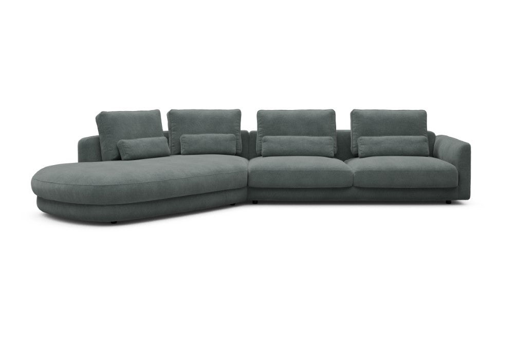Vivole Modular Sofa - A3 - 393 x 167 cm - 45 deg Open-end + 3 Seater - 812 Smooth Smooth Silver Grey