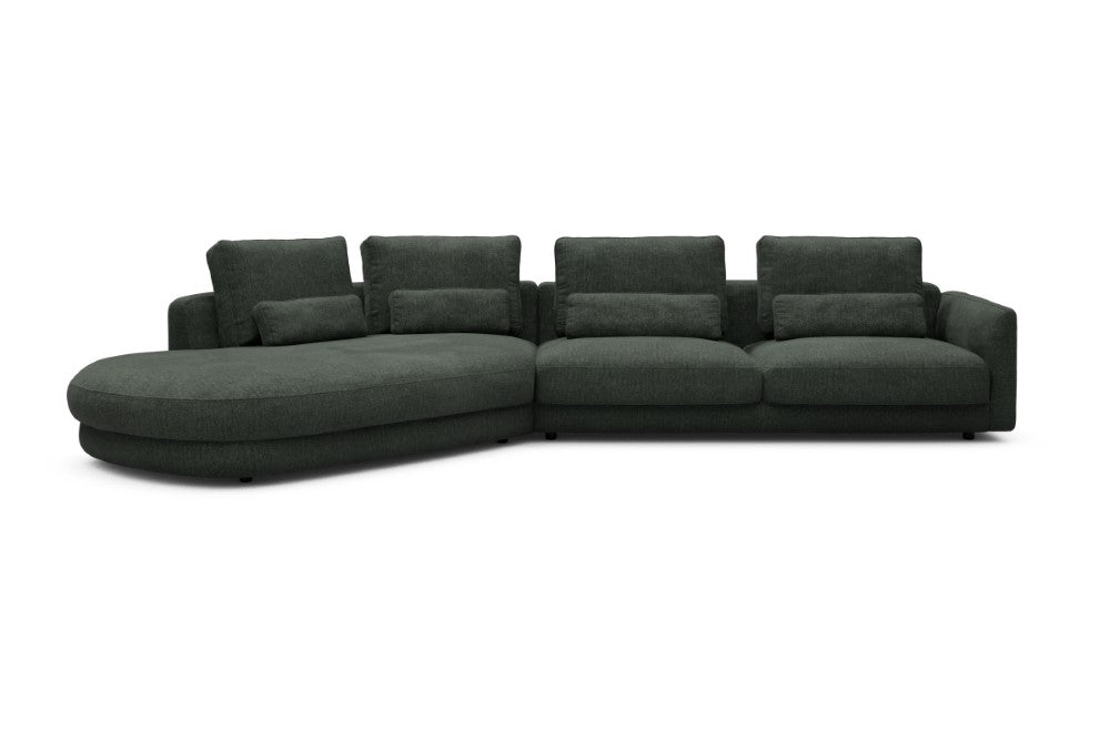 Vivole Modular Sofa - A3 - 393 x 167 cm - 45 deg Open-end + 3 Seater - 818 Aivi Pine Green