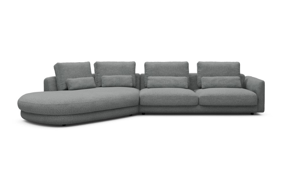 Vivole Modular Sofa - A3 - 393 x 167 cm - 45 deg Open-end + 3 Seater - 819 Aivi Gravel Grey