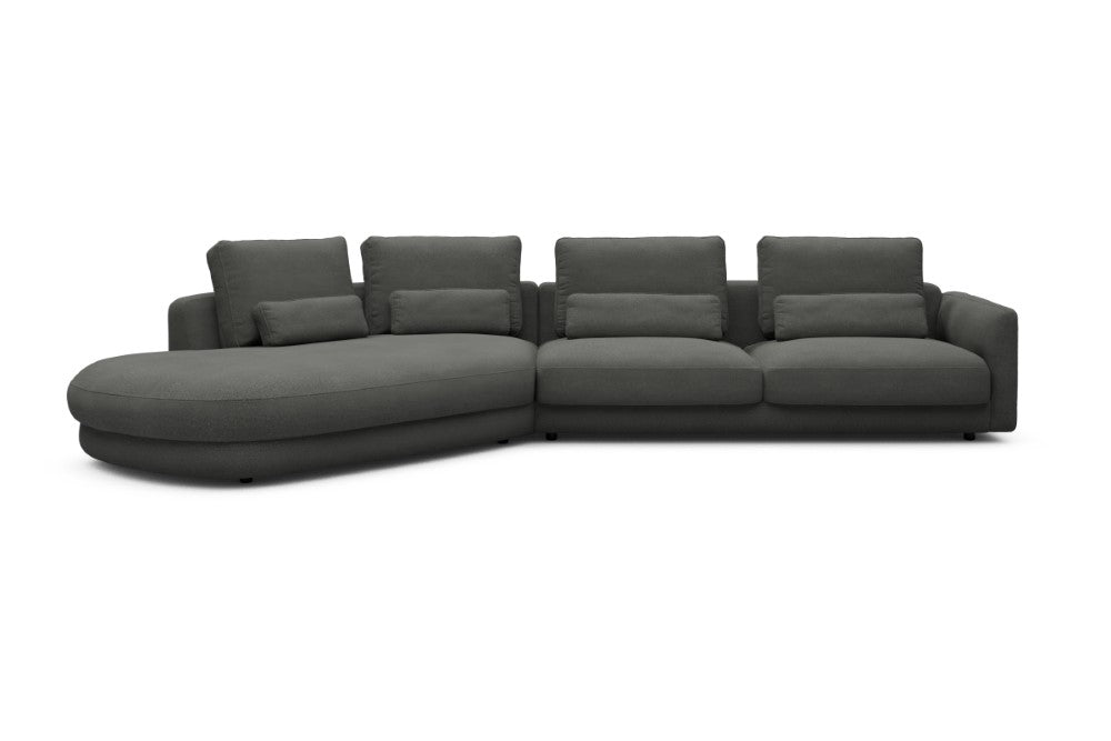 Vivole Modular Sofa - A3 - 393 x 167 cm - 45 deg Open-end + 3 Seater - 852 Mahoga Seal Grey
