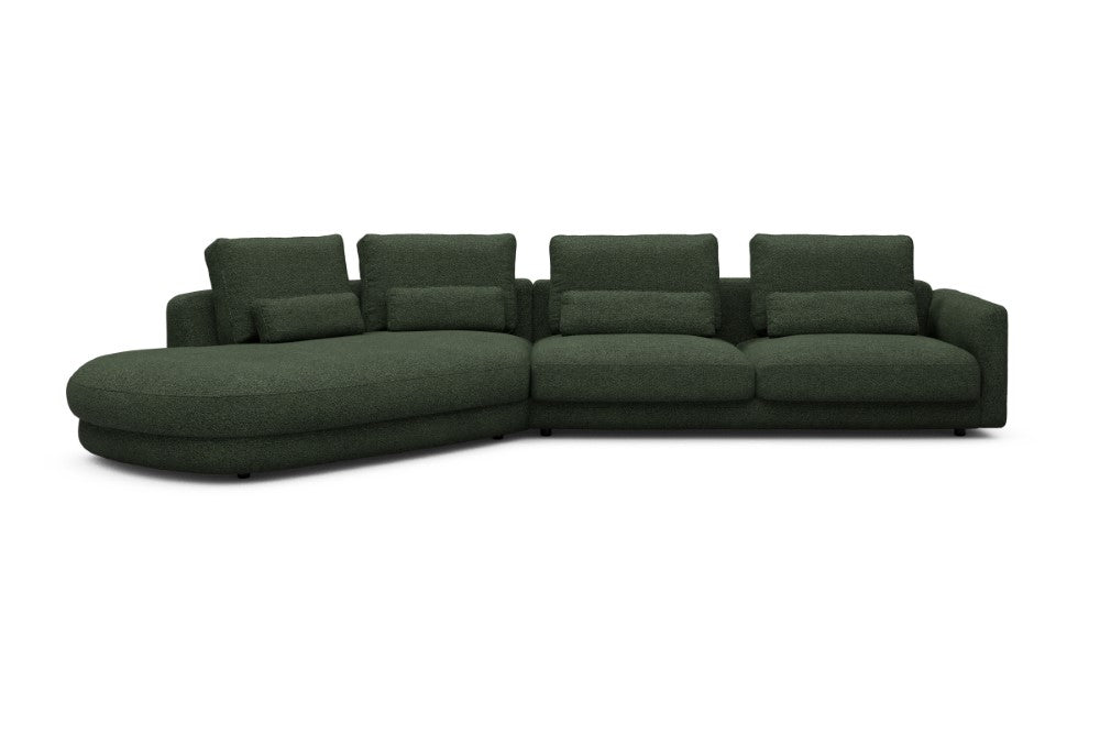 Vivole Modular Sofa - A3 - 393 x 167 cm - 45 deg Open-end + 3 Seater - 869 Vanora Deep Green