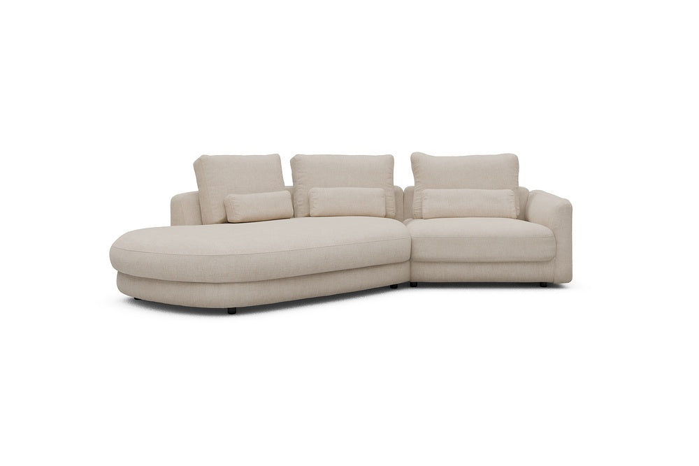 Vivole Modular Sofa - A5 - 295 x 167 cm - 45 deg Open-end + 1,5 Seater - 410 Esina Almond Beige