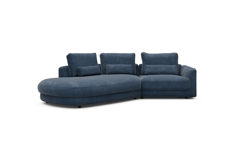 Vivole Modular Sofa - A5 - 295 x 167 cm - 45 deg Open-end + 1,5 Seater - 414 Esina Indigo Blue