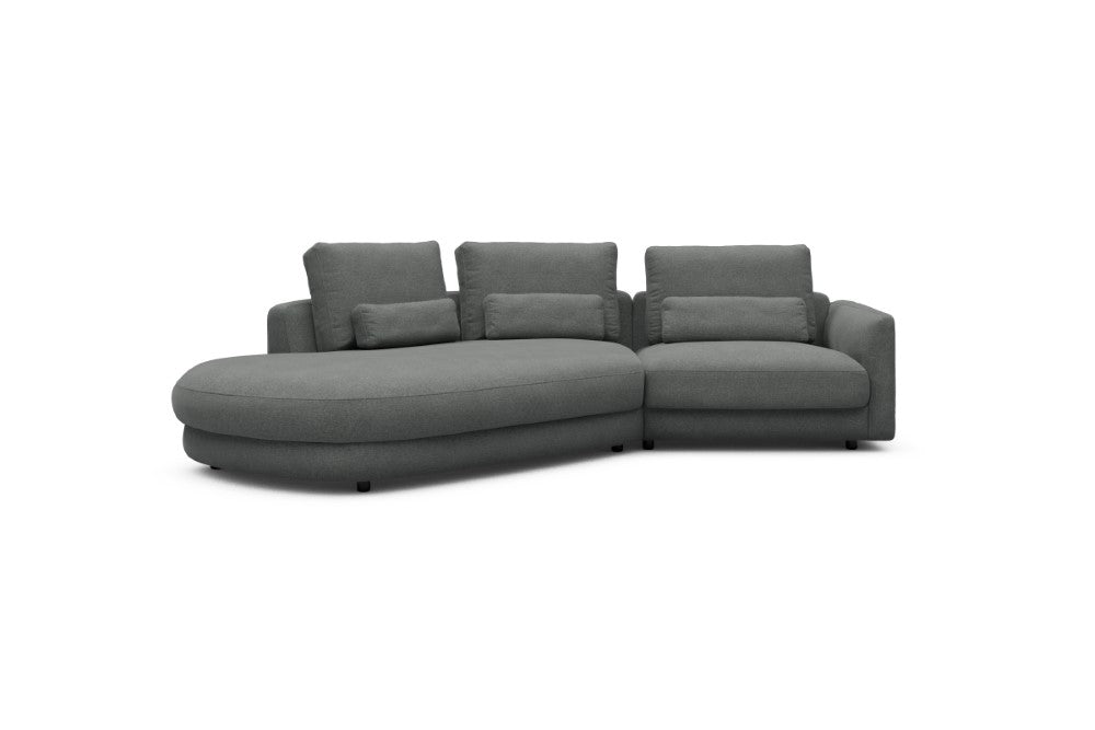 Vivole Modular Sofa - A5 - 295 x 167 cm - 45 deg Open-end + 1,5 Seater - 440 Satya Steel Grey