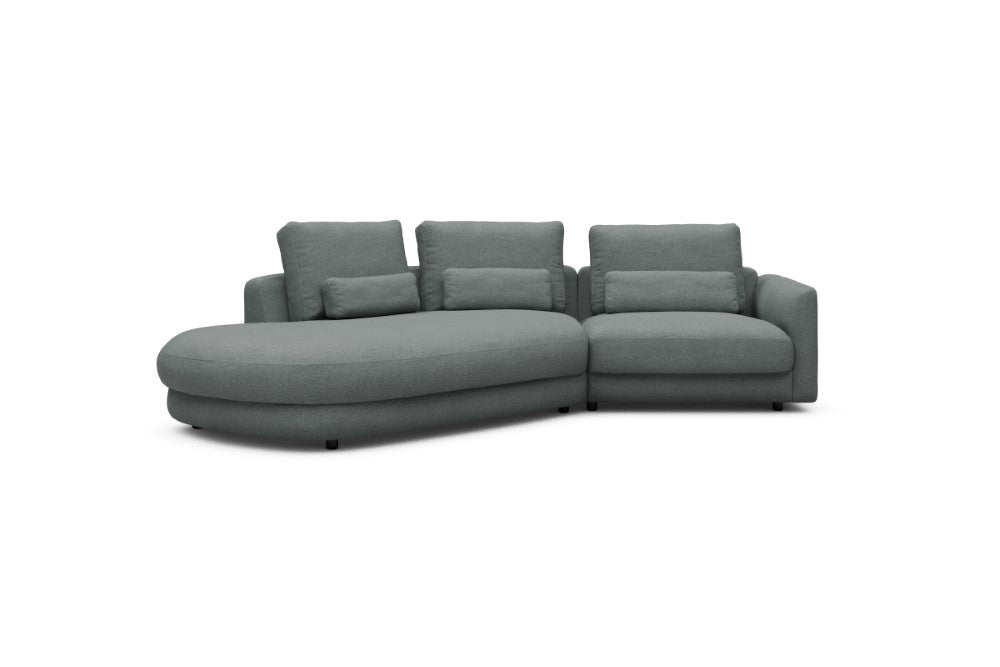 Vivole Modular Sofa - A5 - 295 x 167 cm - 45 deg Open-end + 1,5 Seater - 485 Denari Soft Grey