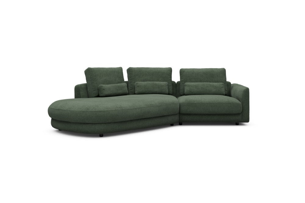 Vivole Modular Sofa - A5 - 295 x 167 cm - 45 deg Open-end + 1,5 Seater - 498 Casone Forest Green