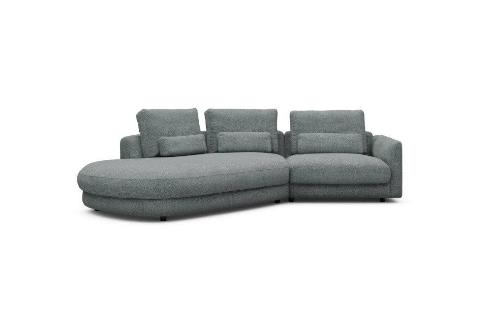 Vivole Modular Sofa - A5 - 295 x 167 cm - 45 deg Open-end + 1,5 Seater - 499 Casone Light mixed Green