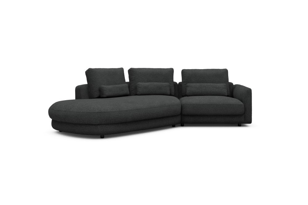 Vivole Modular Sofa - A5 - 295 x 167 cm - 45 deg Open-end + 1,5 Seater - 529 Bouclé Charcoal