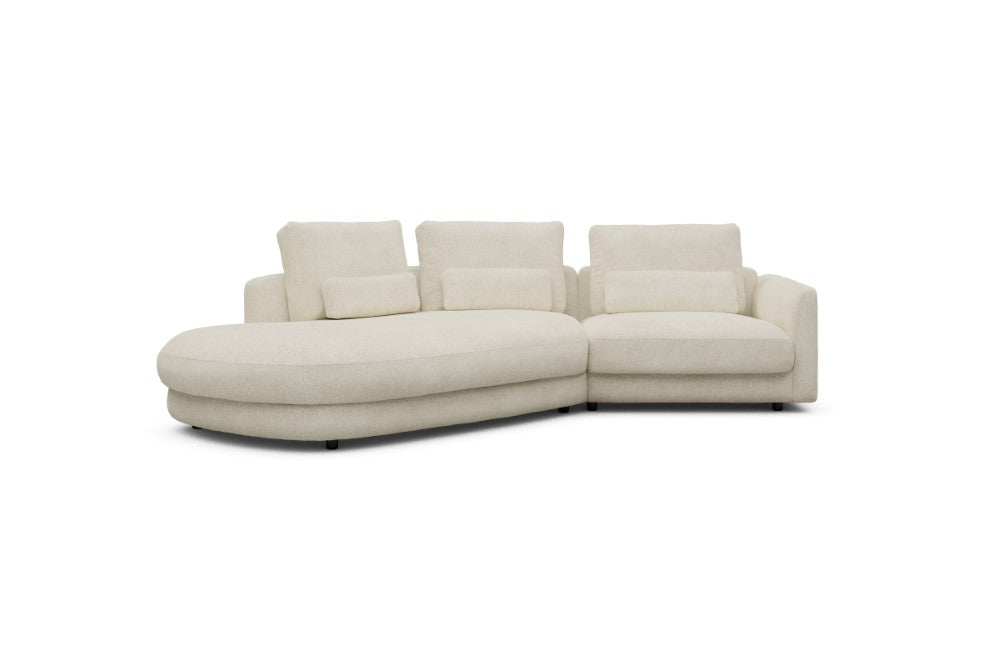 Vivole Modular Sofa - A5 - 295 x 167 cm - 45 deg Open-end + 1,5 Seater - 531 Bouclé Off White