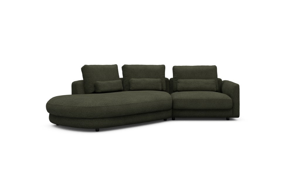 Vivole Modular Sofa - A5 - 295 x 167 cm - 45 deg Open-end + 1,5 Seater - 535 Bouclé Forest Green