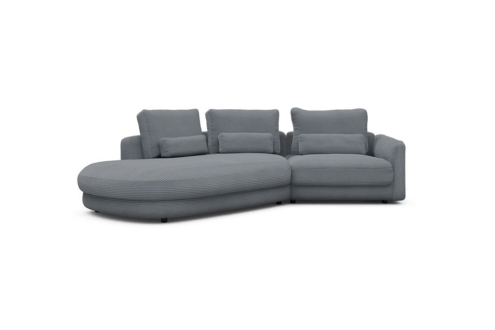 Vivole Modular Sofa - A5 - 295 x 167 cm - 45 deg Open-end + 1,5 Seater - 592 Corduroy Silvermist