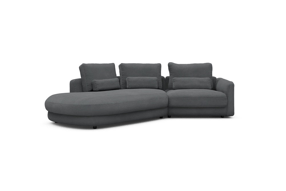 Vivole Modular Sofa - A5 - 295 x 167 cm - 45 deg Open-end + 1,5 Seater - 593 Corduroy Graphite