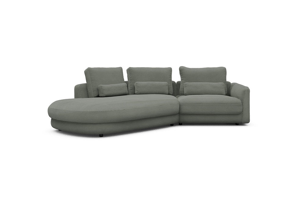 Vivole Modular Sofa - A5 - 295 x 167 cm - 45 deg Open-end + 1,5 Seater - 598 Corduroy Sage