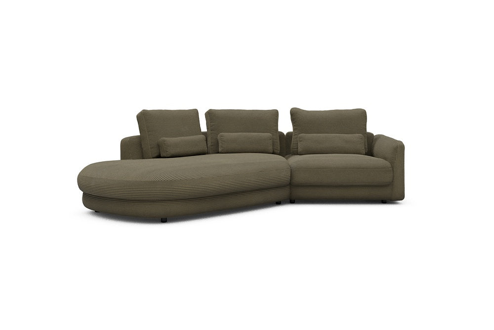 Vivole Modular Sofa - A5 - 295 x 167 cm - 45 deg Open-end + 1,5 Seater - 599 Corduroy Olive