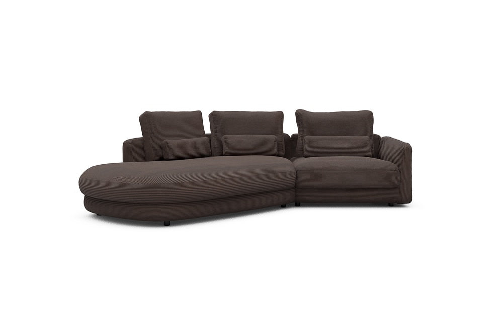 Vivole Modular Sofa - A5 - 295 x 167 cm - 45 deg Open-end + 1,5 Seater - 600 Corduroy Cocoa