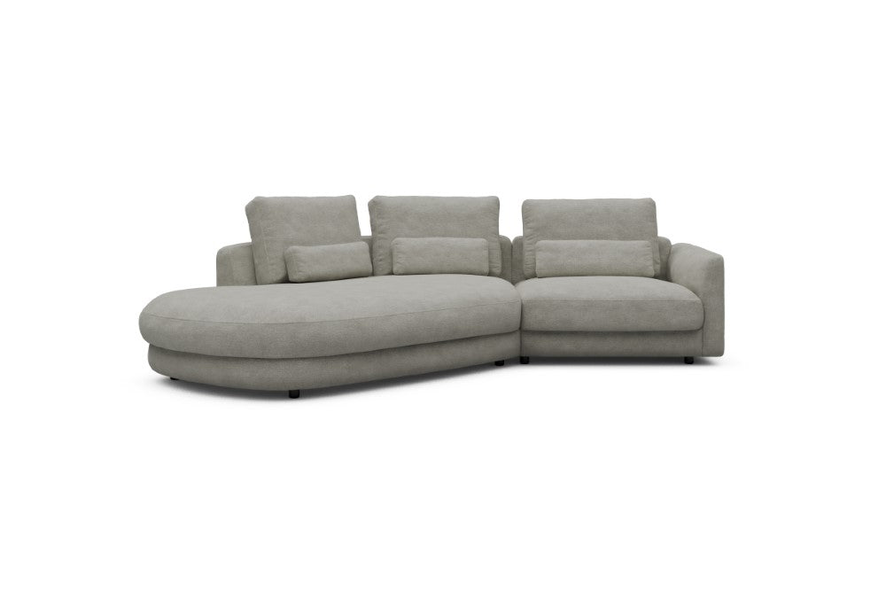 Vivole Modular Sofa - A5 - 295 x 167 cm - 45 deg Open-end + 1,5 Seater - 773 Carreno Moon Stone White