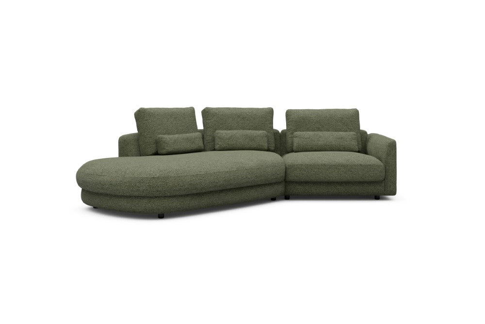 Vivole Modular Sofa - A5 - 295 x 167 cm - 45 deg Open-end + 1,5 Seater - 775 Carreno Vivid Green