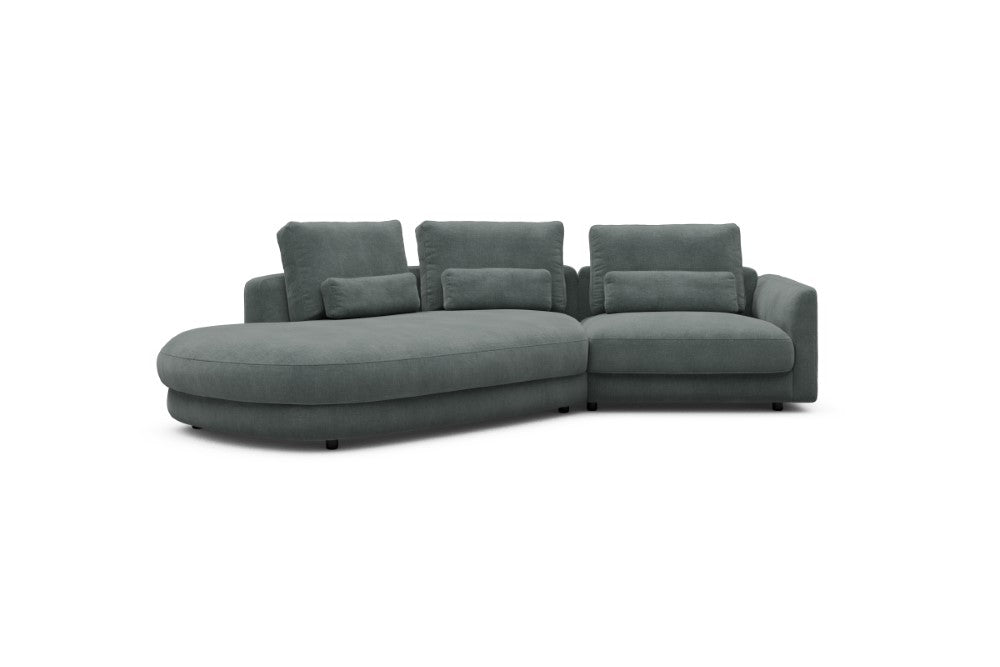 Vivole Modular Sofa - A5 - 295 x 167 cm - 45 deg Open-end + 1,5 Seater - 812 Smooth Smooth Silver Grey