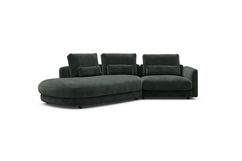 Vivole Modular Sofa - A5 - 295 x 167 cm - 45 deg Open-end + 1,5 Seater - 814 Smooth Laural Green