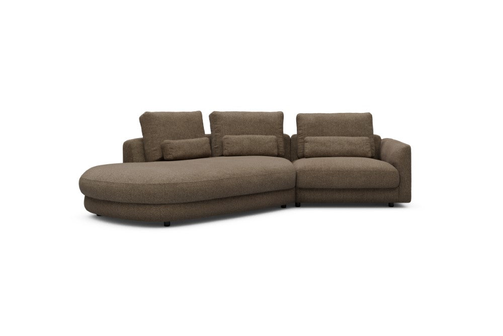 Vivole Modular Sofa - A5 - 295 x 167 cm - 45 deg Open-end + 1,5 Seater - 817 Aivi Khaki Brown