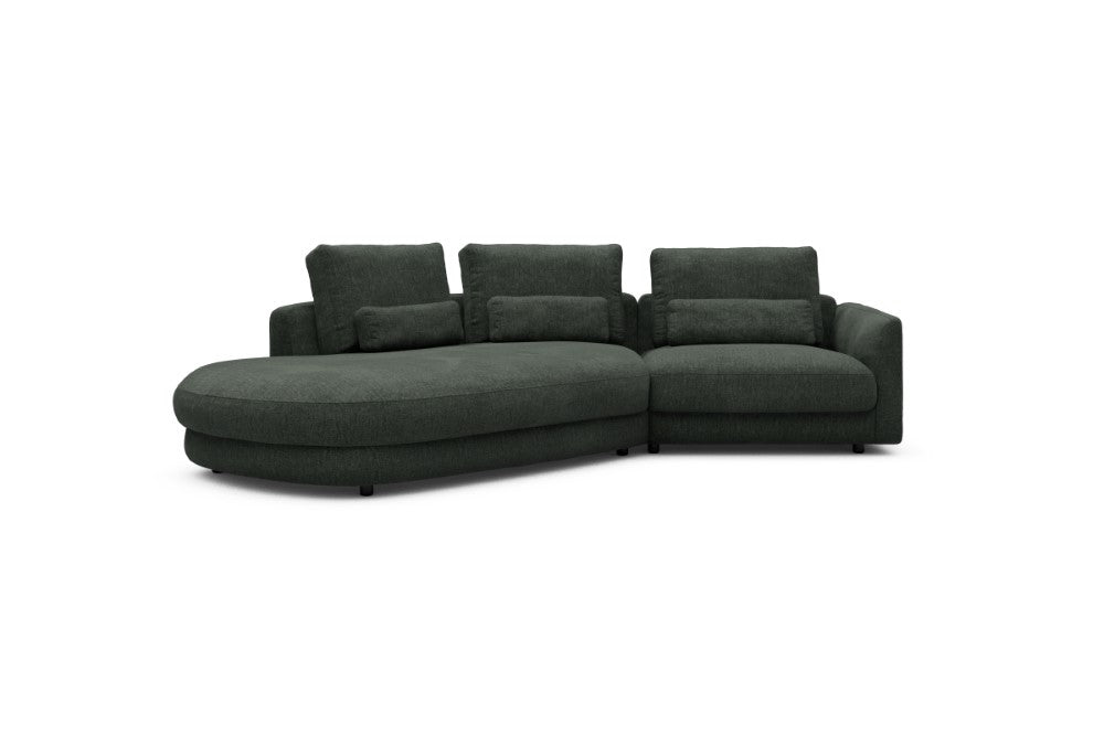 Vivole Modular Sofa - A5 - 295 x 167 cm - 45 deg Open-end + 1,5 Seater - 818 Aivi Pine Green