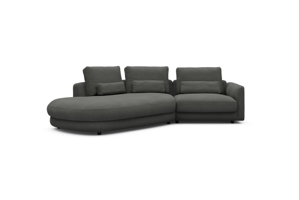 Vivole Modular Sofa - A5 - 295 x 167 cm - 45 deg Open-end + 1,5 Seater - 852 Mahoga Seal Grey