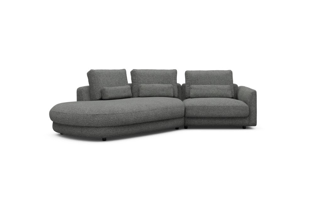 Vivole Modular Sofa - A5 - 295 x 167 cm - 45 deg Open-end + 1,5 Seater - 868 Vanora Warm Grey