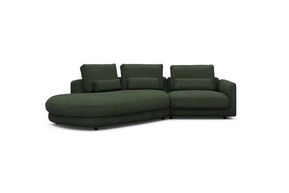 Vivole Modular Sofa - A5 - 295 x 167 cm - 45 deg Open-end + 1,5 Seater - 869 Vanora Deep Green