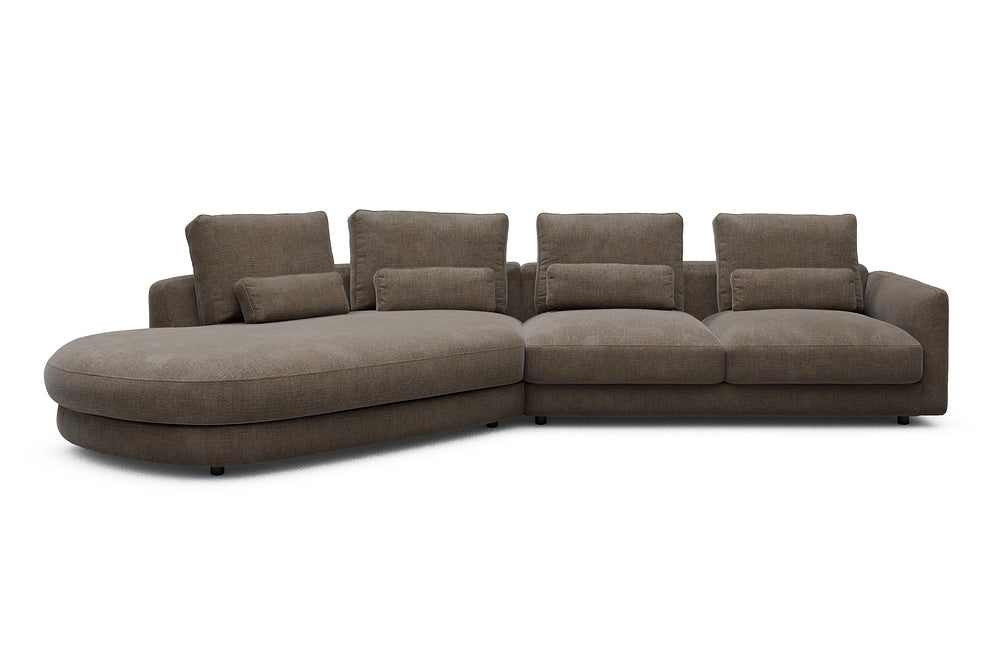 Vivole Modular Sofa - A6 - 361 x 167 cm - 45 deg Open-end + 2,5 Seater - 411 Esina Cedar Brown