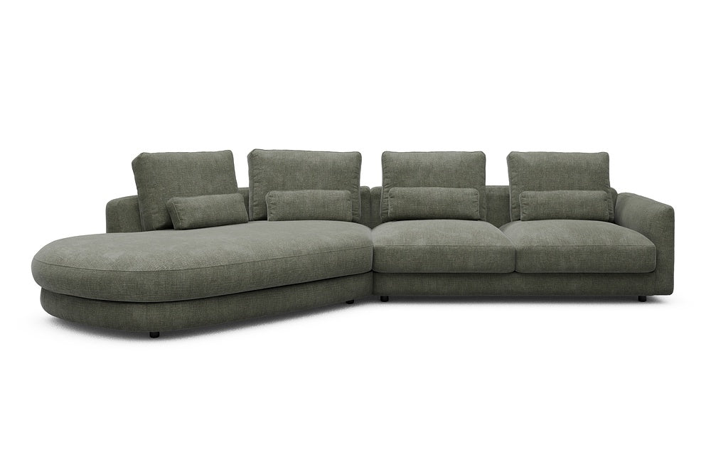 Vivole Modular Sofa - A6 - 361 x 167 cm - 45 deg Open-end + 2,5 Seater - 413 Esina Olive Green