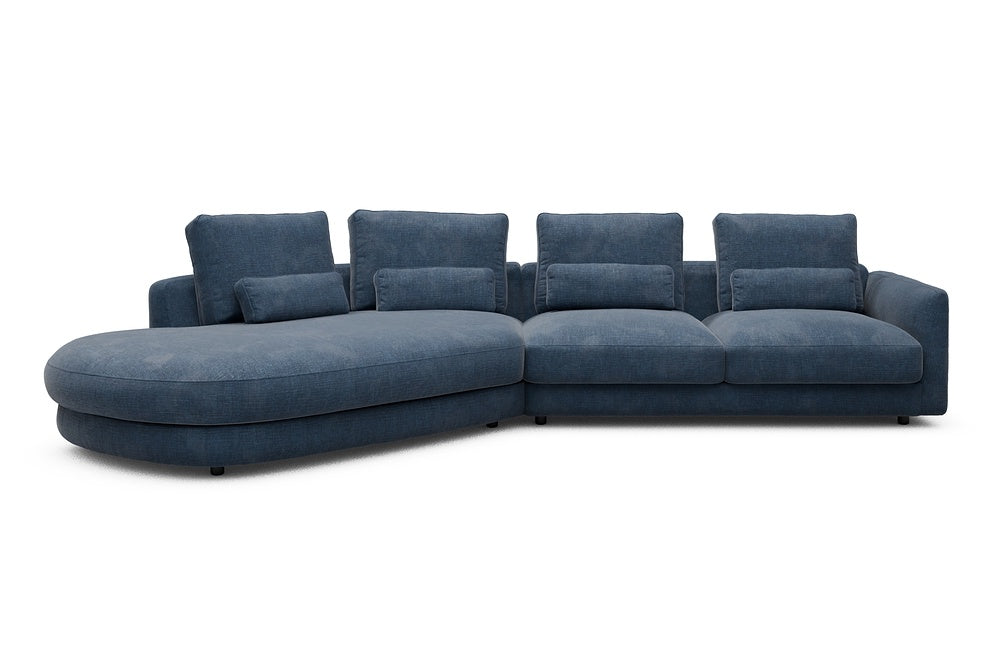 Vivole Modular Sofa - A6 - 361 x 167 cm - 45 deg Open-end + 2,5 Seater - 414 Esina Indigo Blue