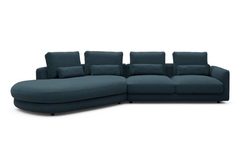 Vivole Modular Sofa - A6 - 361 x 167 cm - 45 deg Open-end + 2,5 Seater - 443 Satya Deep Blue