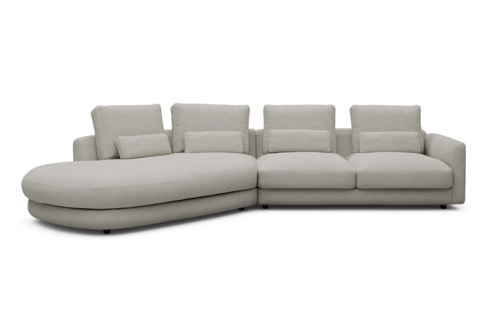 Vivole Modular Sofa - A6 - 361 x 167 cm - 45 deg Open-end + 2,5 Seater - 487 Denari Clean Beige