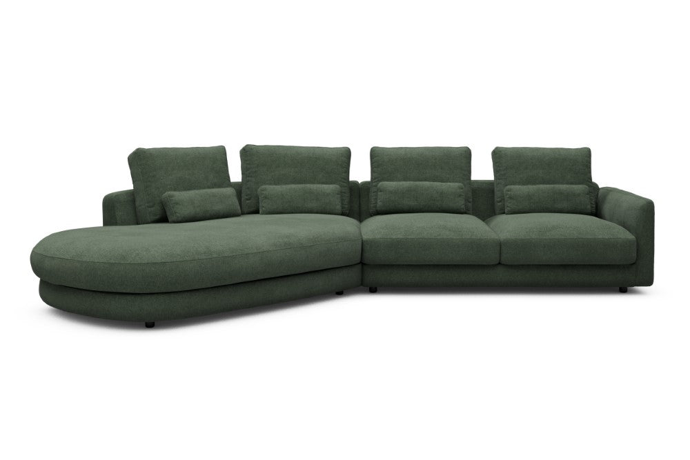 Vivole Modular Sofa - A6 - 361 x 167 cm - 45 deg Open-end + 2,5 Seater - 498 Casone Forest Green