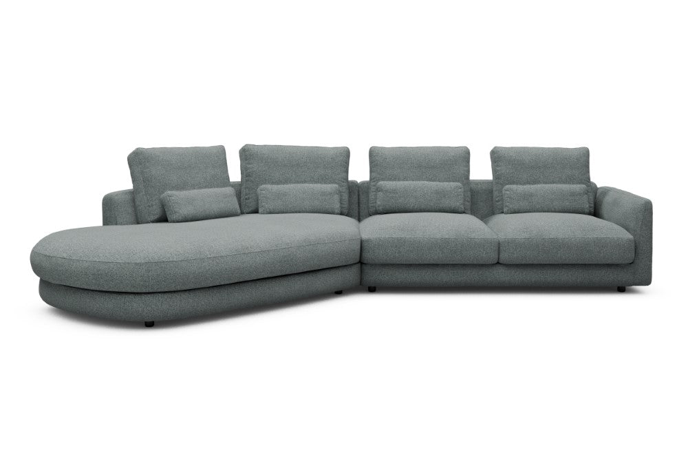 Vivole Modular Sofa - A6 - 361 x 167 cm - 45 deg Open-end + 2,5 Seater - 499 Casone Light mixed Green