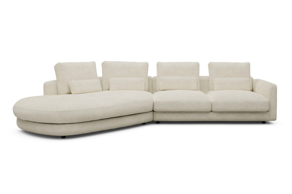 Vivole Modular Sofa - A6 - 361 x 167 cm - 45 deg Open-end + 2,5 Seater - 531 Bouclé Off White