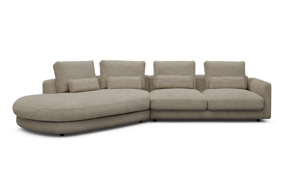 Vivole Modular Sofa - A6 - 361 x 167 cm - 45 deg Open-end + 2,5 Seater - 539 Bouclé Beige