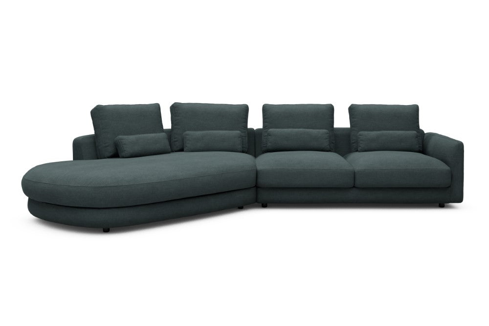 Vivole Modular Sofa - A6 - 361 x 167 cm - 45 deg Open-end + 2,5 Seater - 573 Vivus Dusty Blue